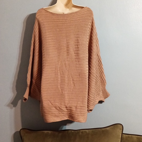 Plus Size Rib Knit Off Shoulder Batwing Sleeve Loose Fit Sweater, Women'… - Picture 16 of 17